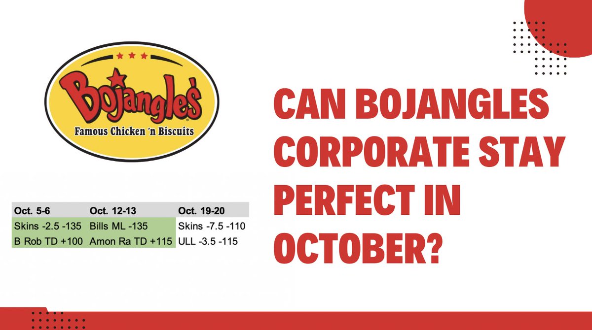 FCULOCKS's tweet photo. BOJANGLES CORPORATE NEEDS THE SKINS AND THE RAJIN' CAJUNS TO COVER TO STAY HOT IN OCTOBER🚨 THIS IS WHERE LEGENDS ARE MADE ‼️ #GamblingTwitter #sportsbet #HTTR #ItsBoTime https://t.co/rsltmAIGMc