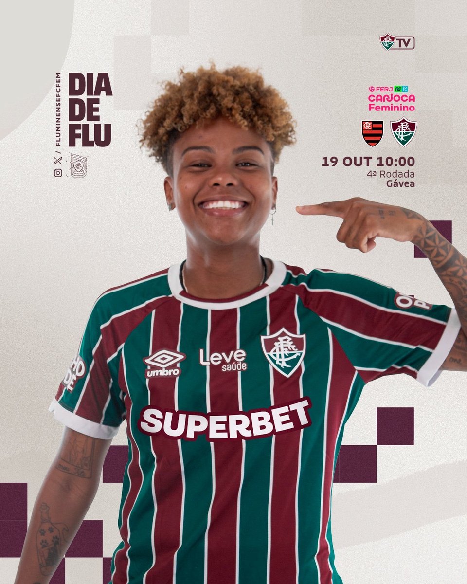 FluminenseFCFem's tweet photo. É #DIADEFLU! HOJE TEM CLÁSSICO PARA AS #GUERREIRASDOFLUZÃO! Às 10h, o Flu enfrenta o Flamengo, pelo Carioca, na Gávea! VAMMOOSSS, TRICOLOR! 🇭🇺🇭🇺

Assista AO VIVO na #FluTV! https://t.co/cqze7EBus6