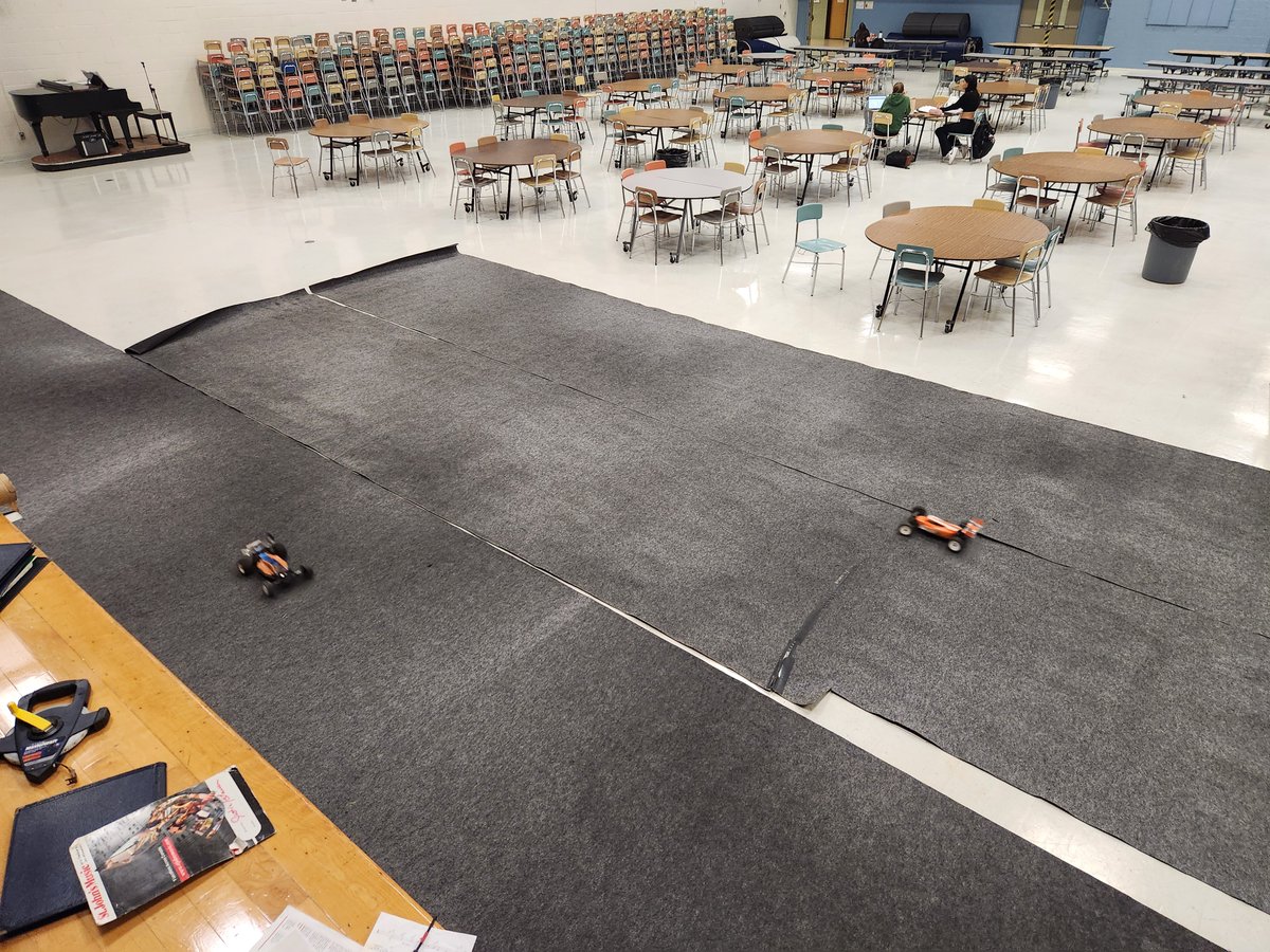 STEAMRC_TVDSB's tweet photo. Big Thanks to the crew at Windsor RC!!!! Had a chance to "roll out the carpet" and to some testing this week at PCI. A huge donation of enough CRC Carpet to cover a 36x60 area. This is going to totally change the game here at TVDSB RC. https://t.co/dSyrLUBfEA