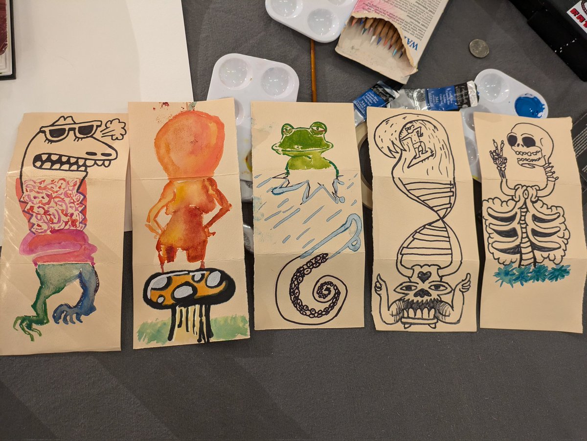 Doing exquisite corpses with other artists at the Drawing Room