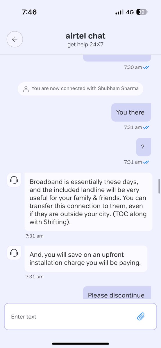 riya942014's tweet photo. What the hell is this what kind of mental harrasment one is facing due to these kund of chats i just want to discontinue the services but they are so rigid they dont want to discontinue why this is mental harrasment https://t.co/WcBqxNClx5