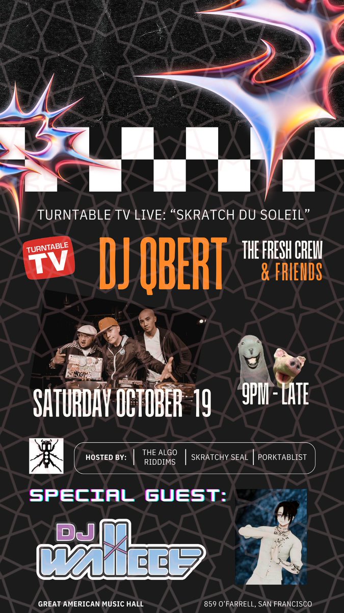 Opening for <a href="/DJQbert/">DJ Q*BERT 👾 Invisibl Skratch Piklz</a> @ 9 pm PST tomorrow.