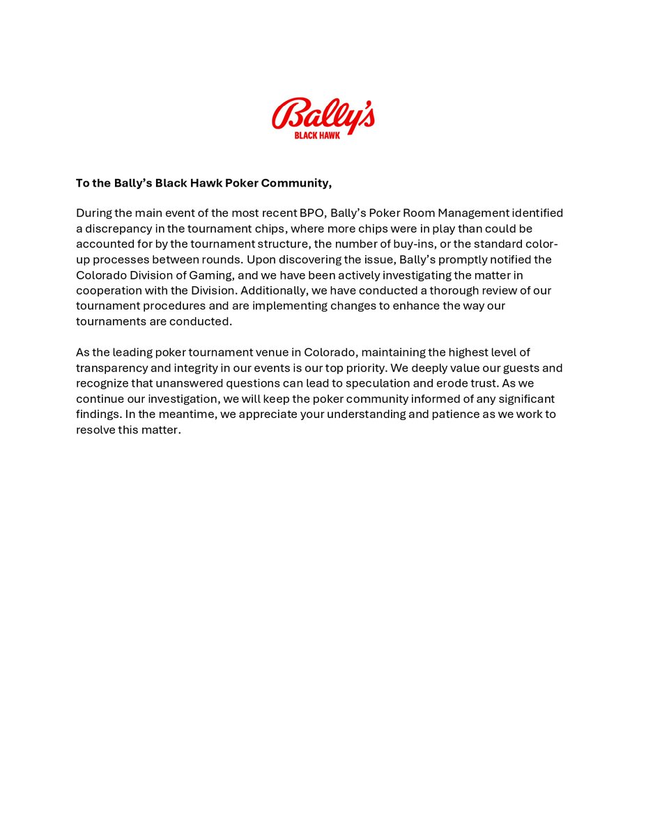Bally's Black Hawk Poker tweet media