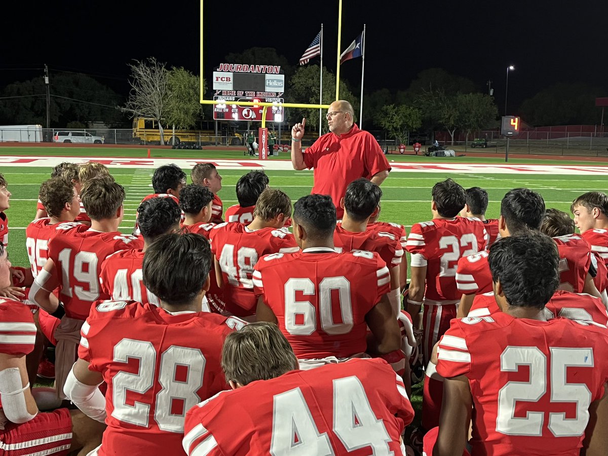 Coach <a href="/AndrusDarrell/">Darrell Andrus</a> addressing the team after a big 33-21 win over Cole! #CPH #JHS