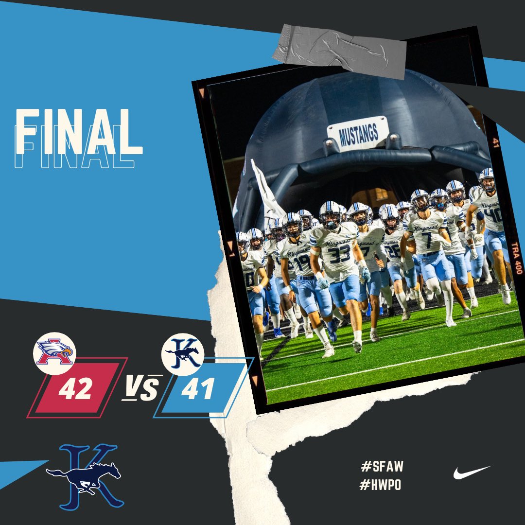 Kingwood drops a heart breaker 

41-42

#SFAW #HWPO #NoExcuses #Believe #BTA #KingwoodALLIN