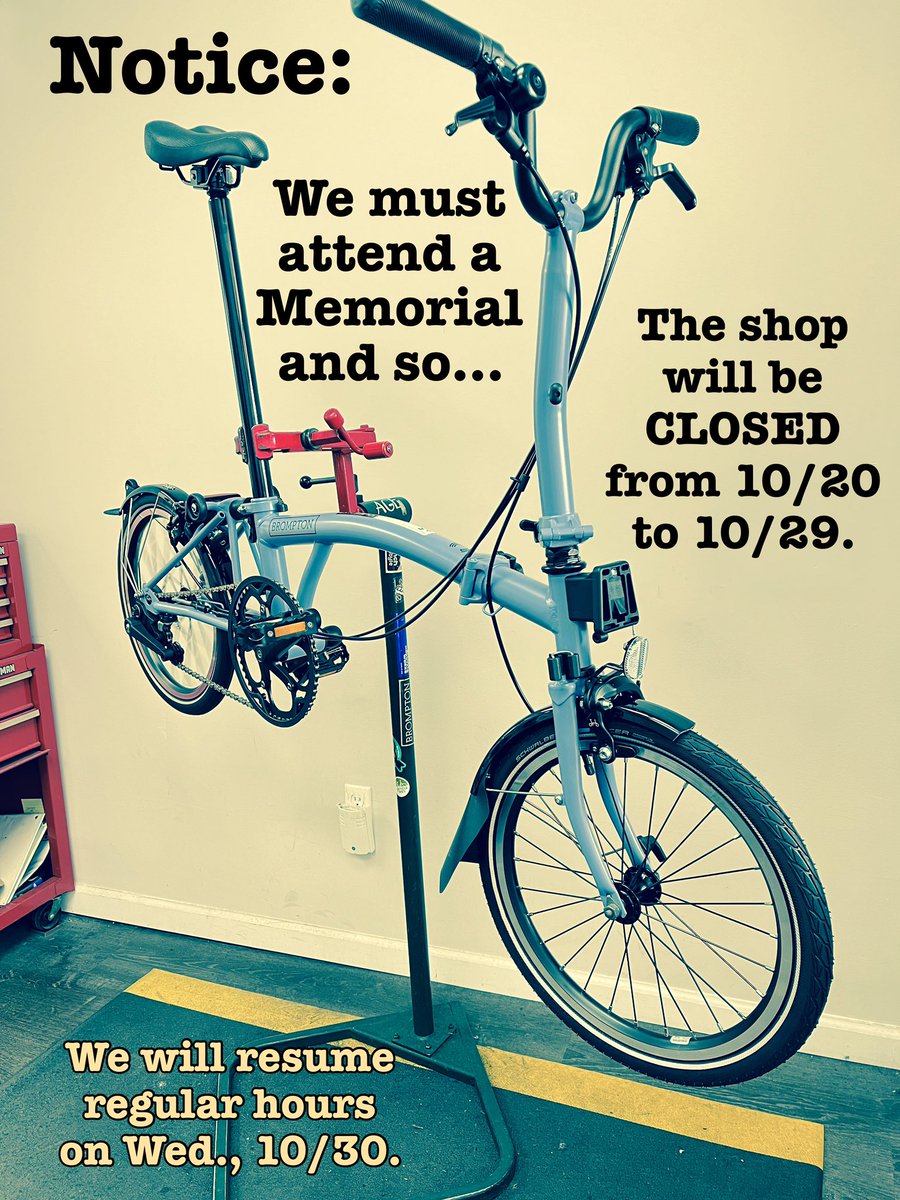 Please note our away dates; we’re open on Sat., 10/19 (noon-6 pm), then re-open on Wed., 10/30. (Noon to 6 pm) <a href="/RittenhouseRow/">Rittenhouse Row</a> <a href="/bcgp/">Bicycle Coalition of Greater Philadelphia</a>