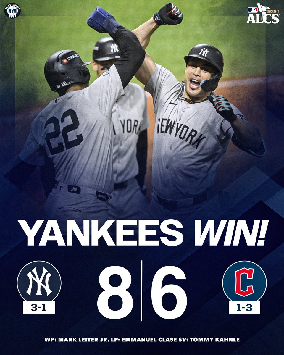 NewsBronx's tweet photo. The #Yankees are ONE win away from the World Series! #Postseason https://t.co/92cO1oyJDA