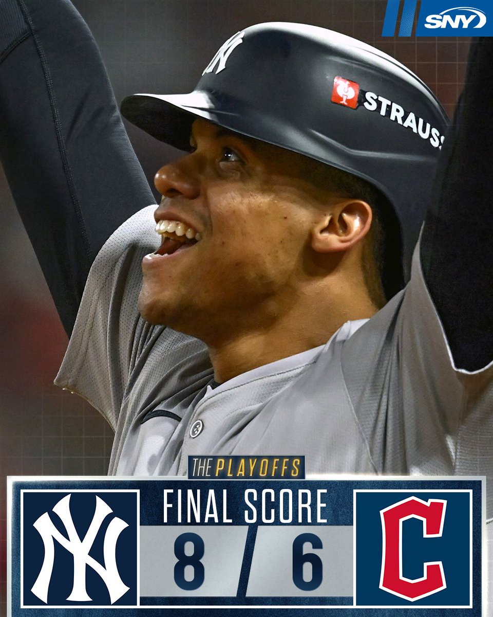 snyyankees's tweet photo. THE YANKEES ARE A WIN AWAY FROM THE PENNANT! 💪 https://t.co/Kf7r4JLuBC