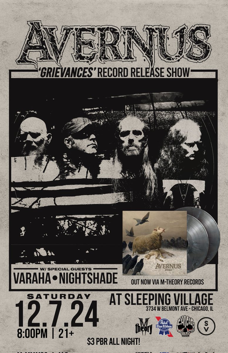JamesGenenz's tweet photo. Avernus release show Dec 7th at Sleeping Village in Chicago

https://t.co/uOu5AnnY6r https://t.co/UKVoUGb1fu