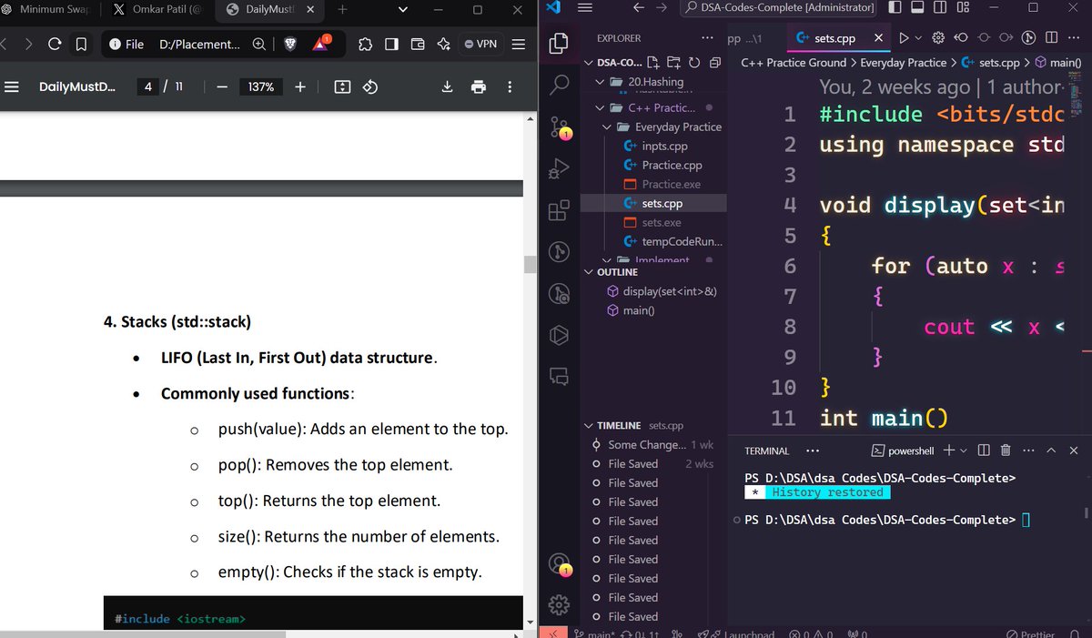 Omkar_Patil_dev's tweet image. Started My day with , Revising Important Inbuilt Data Structures !! 
#revise #techgrind