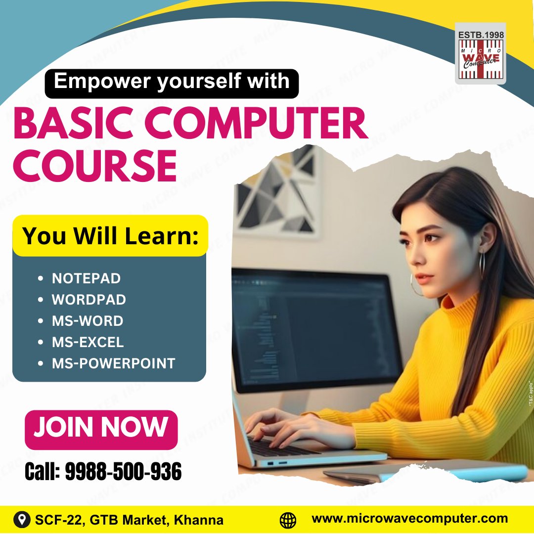 mwc_98's tweet image. 👉Your journey to tech mastery begins here! 🚀 Our Basic Computer Course is designed to make you digitally independent. Start today!
📲Call for more information-99885-00936
#basiccomputercourse #learncomputerskills #TechForEveryone #ComputerTrainingCenter #LearnWithUs