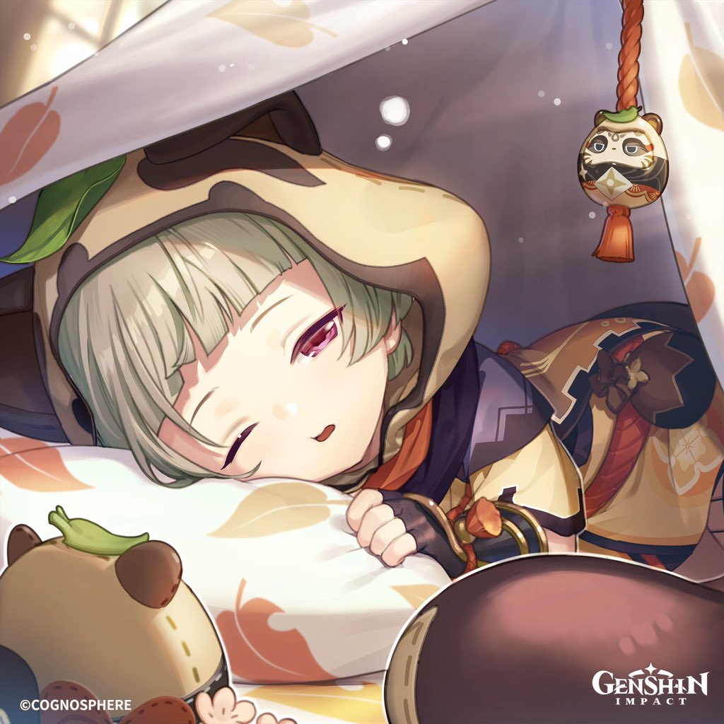 GenshinImpact's tweet photo. Happy Birthday, #Sayu! #GenshinImpact

*yawn* Warm bed... so comfy...
Huh...? What are you doing here? Is it time already?
I still wanna sleep a bit longer... just ten, no, five more minutes, okay? Zzz...
—Hey, no head pats! I'm getting up, I'm getting up... Patting my head's gonna keep me from growing taller...

Thanks to 海鵜げそ for the fantastic artwork!

Want to see more videos and GIFs of Sayu? Hurry over to Genshin Impact's TikTok account to watch them together! https://t.co/seVwVZSOEi