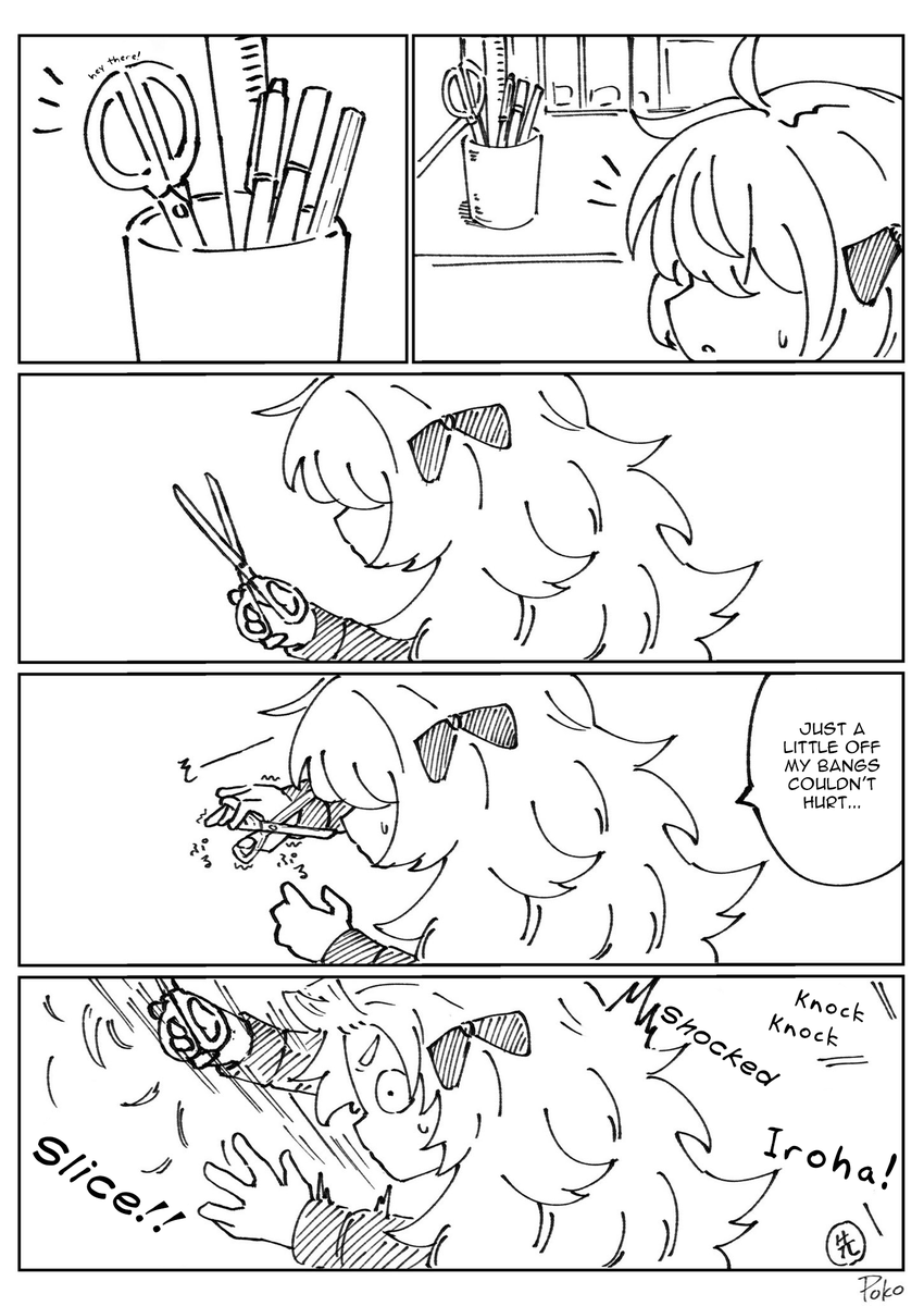 TLTohru's tweet photo. late but short hair iroha is too cute I had to translate her https://t.co/sA4cYIzi2l