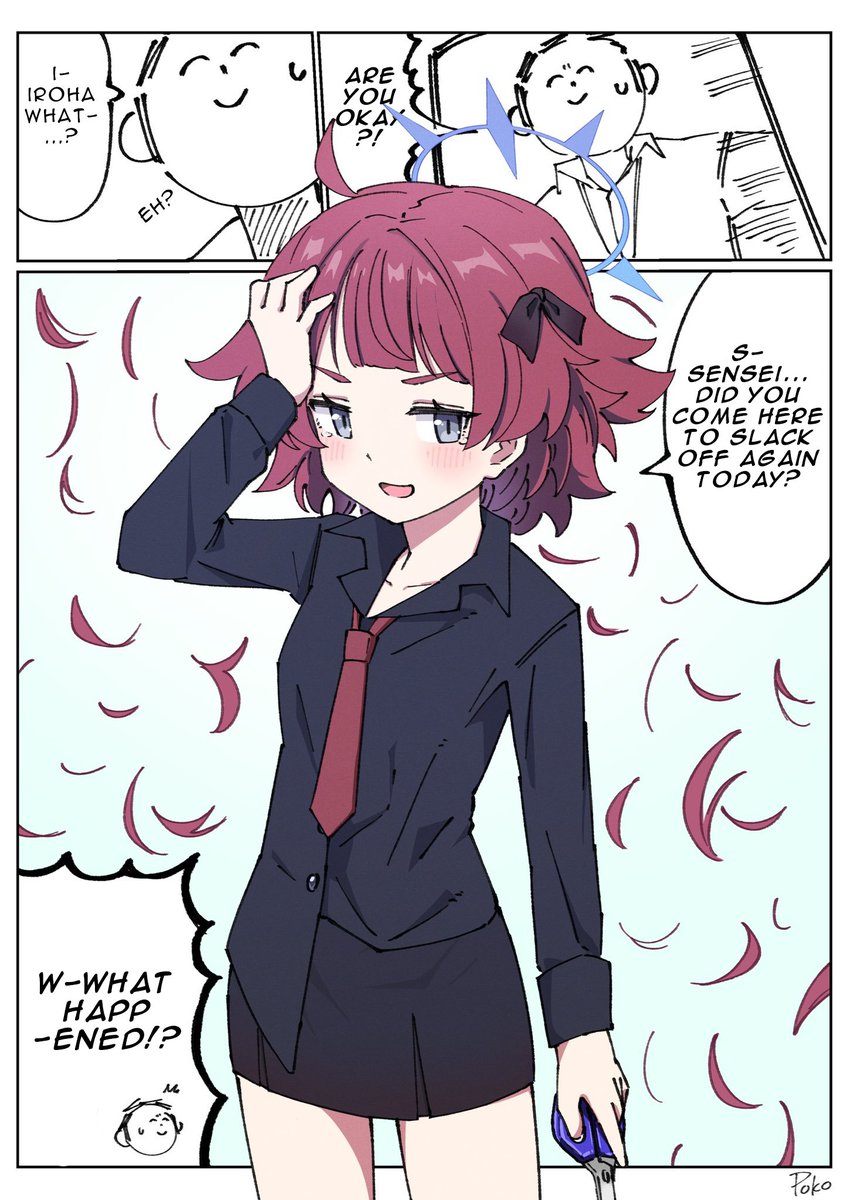 TLTohru's tweet photo. late but short hair iroha is too cute I had to translate her https://t.co/sA4cYIzi2l