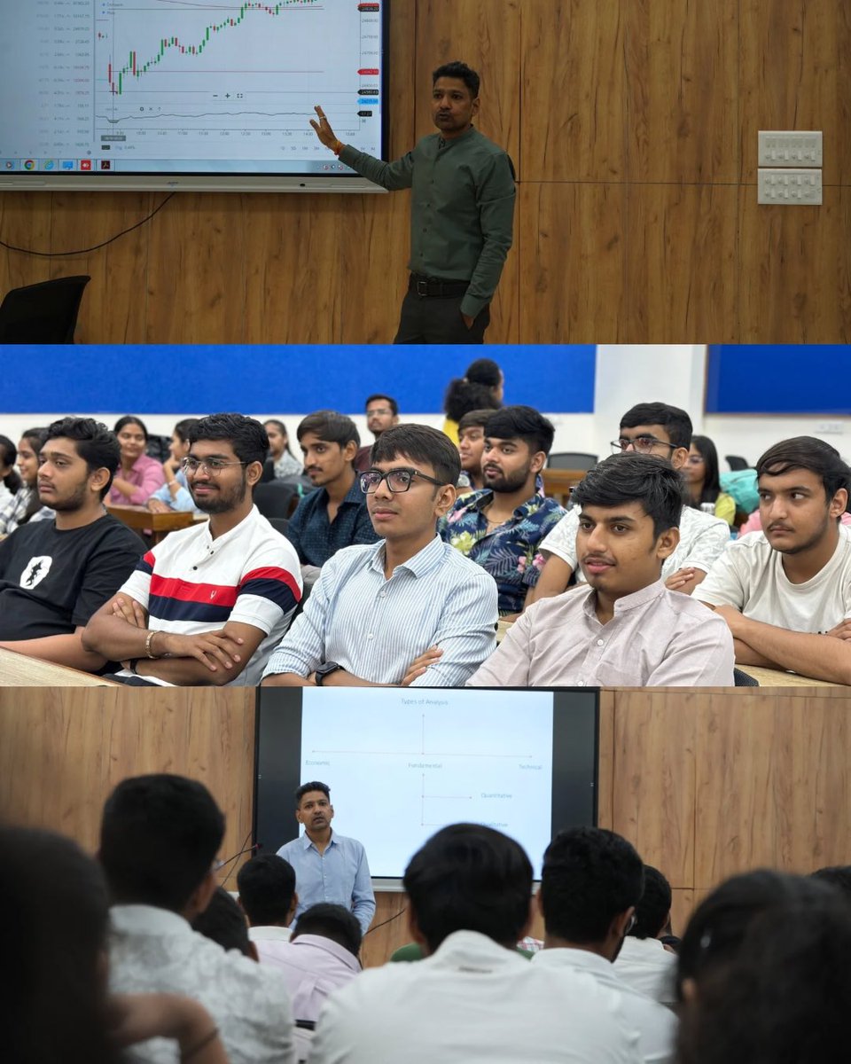 Our “Outlook: Strategies of Trading and Investing in Stock Market” workshop with Mr. Gaurav Aggarwal, Senior Manager at Algoquant Fintech, was a complete success! 🎯From understanding market trends to hands-on strategies.

#karnavatiuniversity #uim