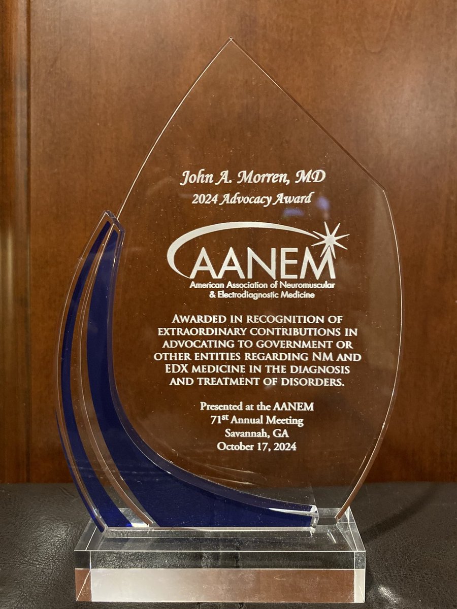 Truly humbled by the honor..."If we do not position ourselves at the table, decisions will be made FOR us, and not necessarily in the best interest of patients and providers"❤️#AANEMadvocacy #AANEMinsavannah #AANEM #NeuromuscularMedicine #EDX