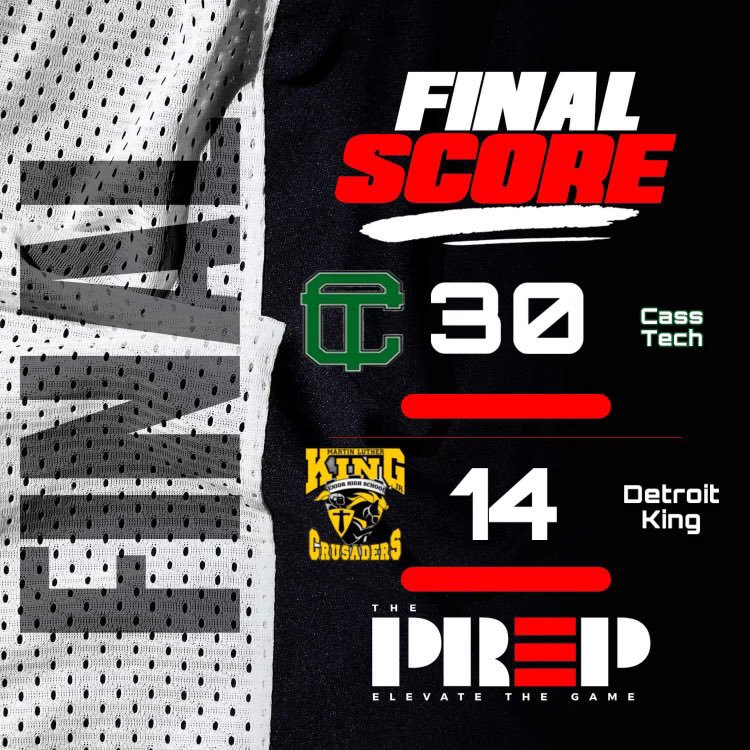 Week 8 “Prime Time” Matchup brought to you by “The PreP” game 2 action was as expected!🔥🎥📺 

🚨🎯 PSL Championship Games (DH)
At Ford Field 🏈

Game 2) 
Cass Tech Technicians - 30🏈
King Crusaders - 14🏈

Stars ⭐️ performed and highlights were captured!!! Check it out 📡📺 on