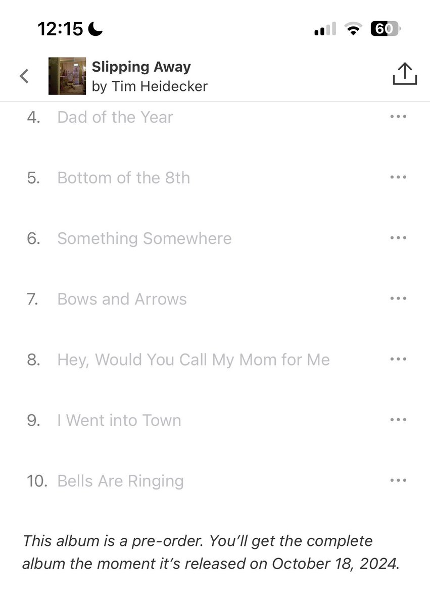 EricTheDerek's tweet photo. Hey @Bandcamp what’s up with this? My preorder is still a preorder even though the album came out yesterday. I wanna listen to @timheidecker! https://t.co/ajRNLaDdTQ