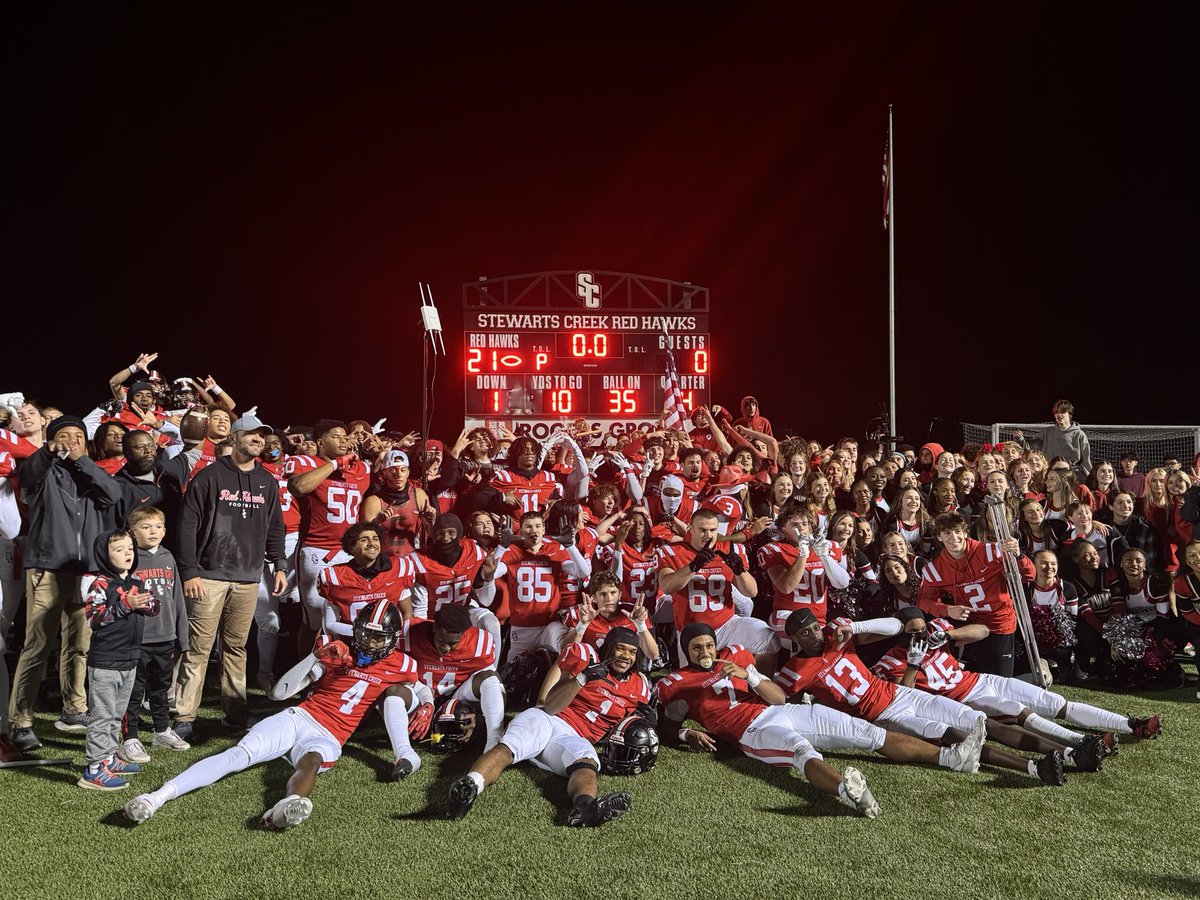 joe_spears7's tweet photo. “This means everything to us.”

Tonight was a night no one associated with the Stewarts Creek football program will ever forget.

Years of frustration finally came to an end as the Red Hawks finally got past Smyrna. 

My story: https://t.co/p42uHAEdKT https://t.co/8ONVAE0Pz8