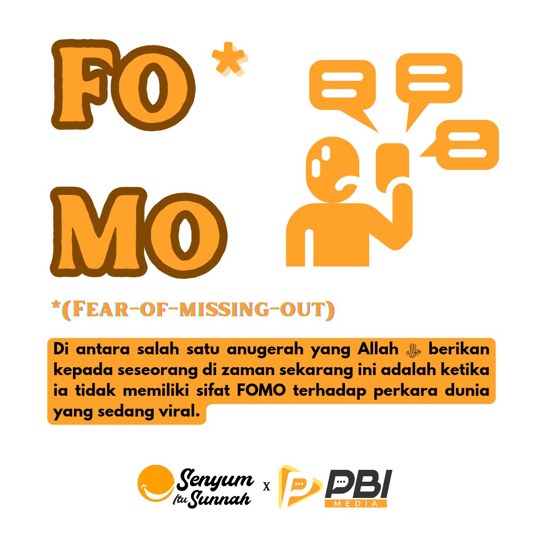 PBIMedia_id's tweet photo. FOMO * (Fear-of-missing-out) 

Di antara salah satu anugerah yang Allah ﷻ berikan kepada seseorang di zaman sekarang ini adalah ketika ia tidak memiliki sifat FOMO terhadap perkara dunia yang sedang viral.

Ustadz Boris Tanesia Hafizhahullah https://t.co/KBXAjrF707