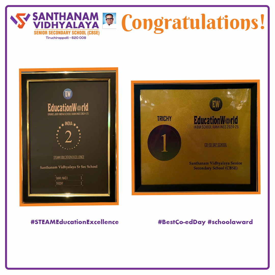 CONTACTSV1's tweet photo. #EducationExcellence #TopRankedSchool
#EducationWorldAwards #NationalRecognition
#LeadersInEducation #educationworld #schoolawards
#steameducation #santhanamvidhyalayacbse #trichycbseschools https://t.co/07aRwyvJKU