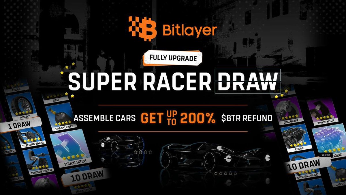 🔥Join Bitlayer Super Racer Draw! Win up to 200% $BTR Refund!

🎁Complete tasks to grab 100 $BTR:

1⃣Follow <a href="/BitlayerLabs/">Bitlayer BitVM</a> &amp; RT this tweet;
2⃣Join our event &amp; add "-Bitlayer🏎️" to your X username;
3⃣Drop your EVM addrress in the comments.

10 winners will be randomly picked and
