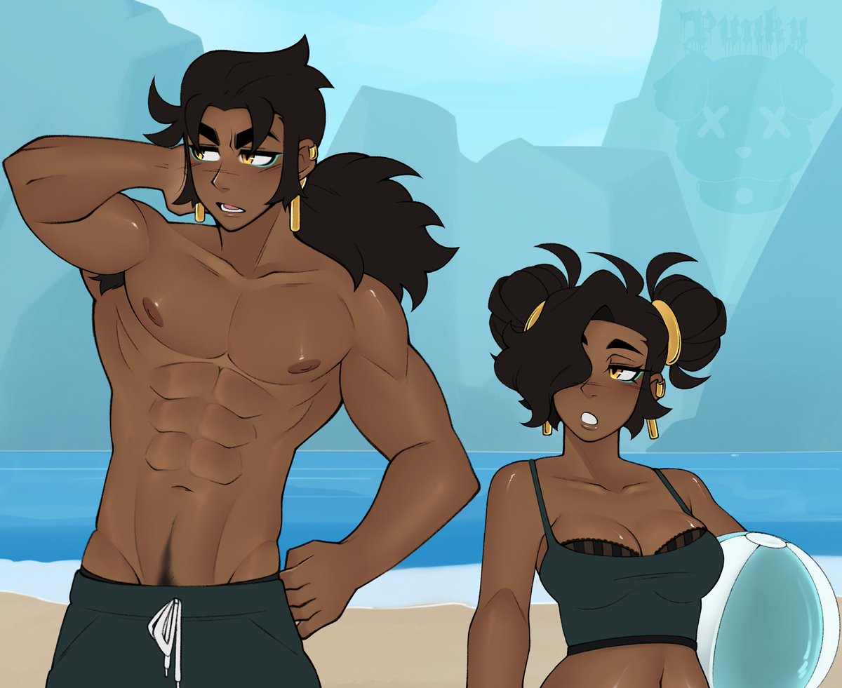 New sillay both active n dormant forms [jus a grayscale not the actual dormant palette] + Gan Ju and Clem’s human forms at the beach [got lazy with the bg and reused an old bg I made]

#digitalart #art #ocs
