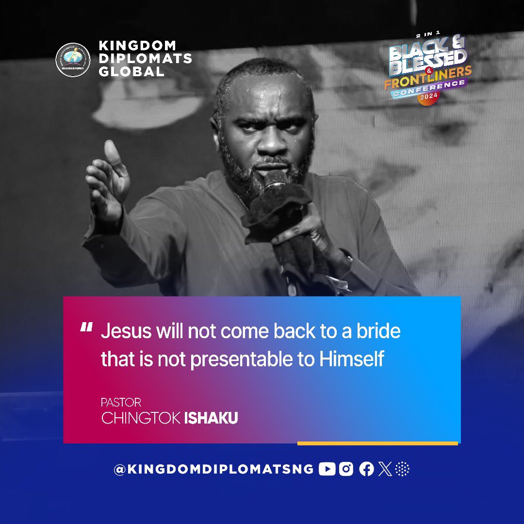 KDIPLOMATSNG's tweet photo. “Jesus will not come back to a bride that is not presentable to Himself”
-Pst Chingtok Ishaku

#kingdomdiplomatsglobal 
#blackandblessed
#glow
#bnb24 https://t.co/MtoovMKK7s