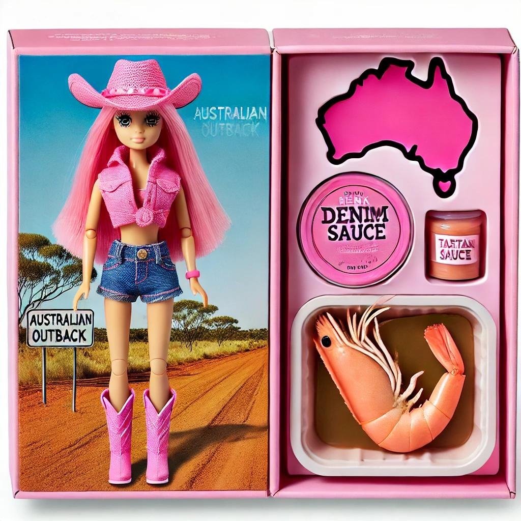 oy <a href="/Mattel/">MATTEL</a> have you considered an AU limited edition: Shrimp on the Barbie? Here's some AI inspiration
