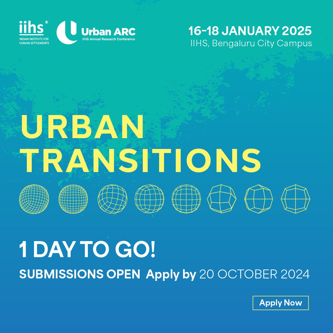 iihsin's tweet photo. 🚨 The deadline to submit your abstracts to IIHS Urban ARC 2025 closes in 1 day.  

Urban ARC 2025 invites paper and panel submissions that explore urban transitions from various perspectives, sectors, methodologies, and disciplines. We invite work that looks at both contemporary and historical ways of studying urban transitions. We are especially interested in work that examines urban transitions in the Global South, particularly in non-metropolitan urban centres that are sites for future urban transitions.  

📅 16-18 January 2025 | In person at the IIHS, Bengaluru City Campus, and online on Zoom

🚨 Application Deadline: 20 October 2024  
Submit your abstract: https://t.co/XboyUdTzIE

#IIHS