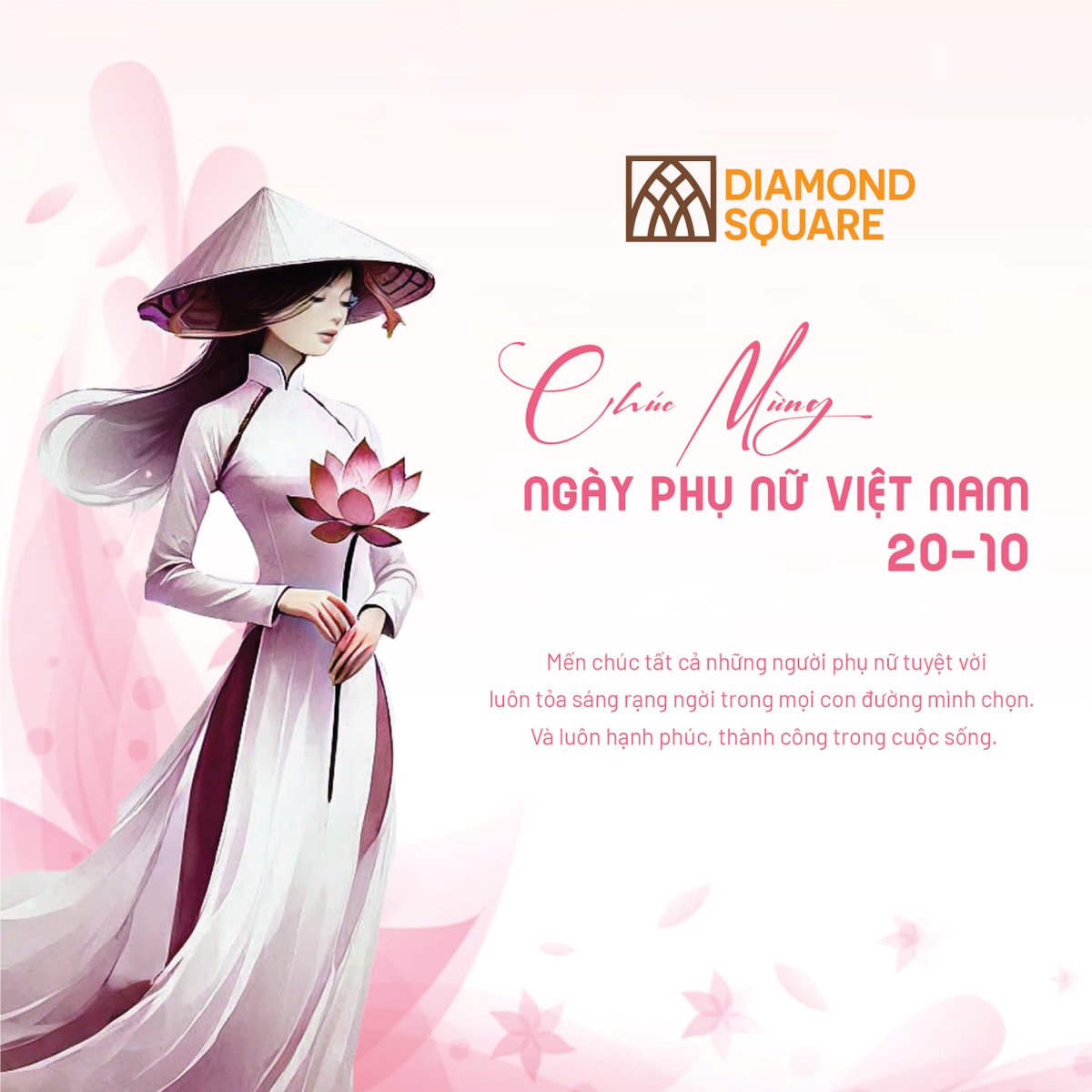 DiamondSquare4's tweet photo. CHÚC MỪNG NGÀY PHỤ NỮ VIỆT NAM 20/10

✨Nhân ngày Phụ nữ Việt Nam 20/10, Diamond Square mến chúc tất cả những người phụ nữ tuyệt vời luôn tỏa sáng rạng ngời trong mọi con đường mình chọn. Và luôn hạnh phúc, thành công trong cuộc sống. https://t.co/J9sDiJK1mk