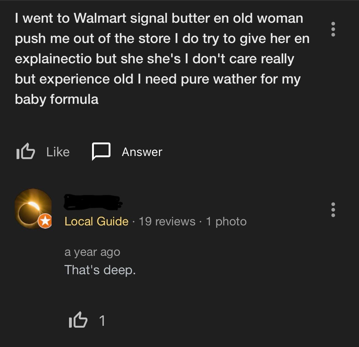 sheeabriii's tweet photo. If you’re ever looking for a good laugh, just go to the google questions &amp; answers section for your local businesses… https://t.co/wWvexVQQ0C