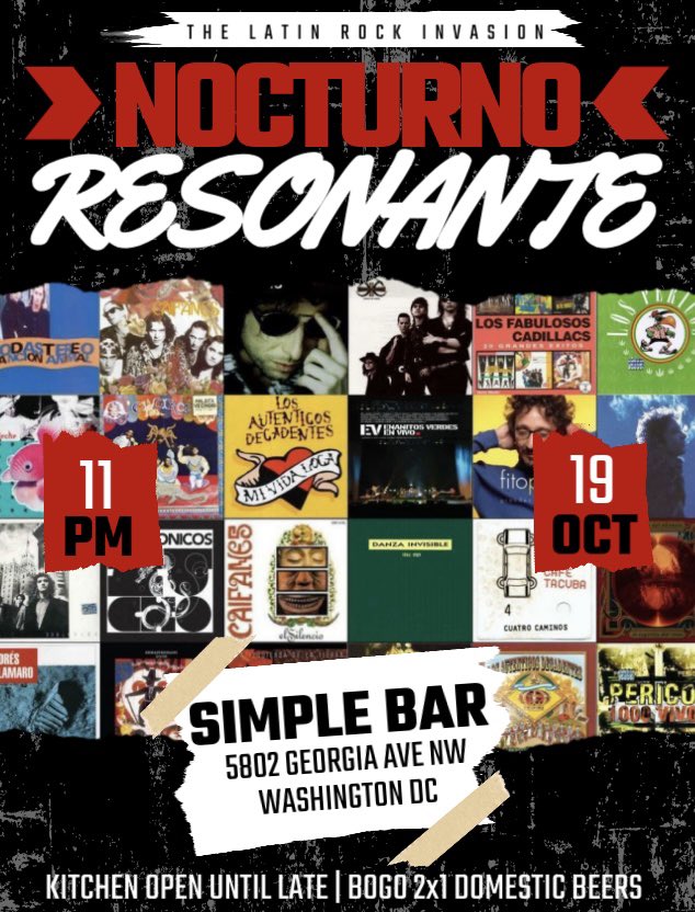 rockactivodc's tweet photo. 🎶 Ready to rock the night away? 🎸
Join us for Nocturno Resonante—a Latin rock video party!
11PM till late. Don’t miss it!
#NocturnoResonante #LatinRock #RockEnEspañol #WashingtonDC #UptownDC https://t.co/KsVGZLd4sy