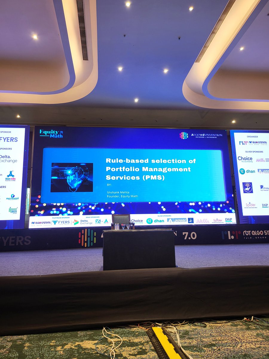 raminder_76's tweet photo. Shashank of @EquityMath starts the Day3 at @AlgoConvention #ALGOX24 
On rulebased method to select a PMS. Looking forward to learnings https://t.co/9uCzZT7nhN