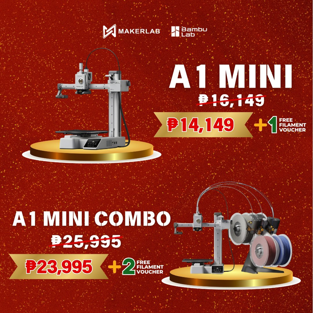 makerlab_e's tweet photo. 🎄 Maagang Pamasko Sale simula October 21! 🎁 

Sulit na ang mga discount sa 𝗕𝗮𝗺𝗯𝘂 𝗟𝗮𝗯 products! 🎉 Huwag palampasin ang maagang pamasko para sa inyo, Makers! Gawing mas espesyal ang Pasko nating lahat! 😀   

#Makerlab #BambuLab #BastaBambulabMakerlab #3DPrinting https://t.co/2VFUWQIMIE