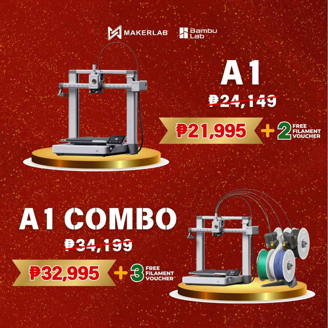 makerlab_e's tweet photo. 🎄 Maagang Pamasko Sale simula October 21! 🎁 

Sulit na ang mga discount sa 𝗕𝗮𝗺𝗯𝘂 𝗟𝗮𝗯 products! 🎉 Huwag palampasin ang maagang pamasko para sa inyo, Makers! Gawing mas espesyal ang Pasko nating lahat! 😀   

#Makerlab #BambuLab #BastaBambulabMakerlab #3DPrinting https://t.co/2VFUWQIMIE