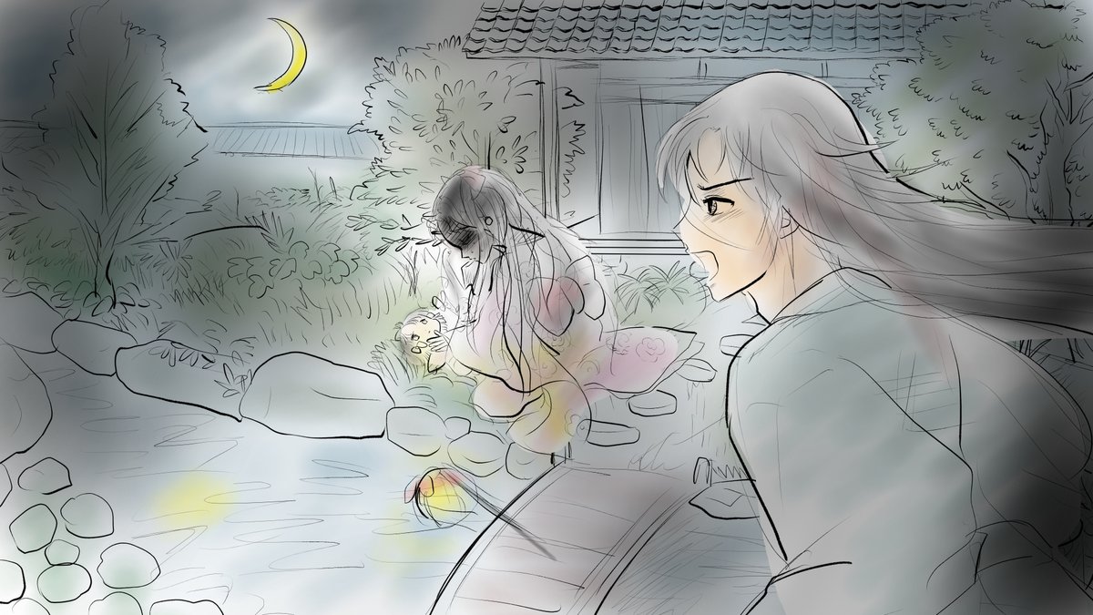 「「新説牡丹灯籠」ラフ 」|愛ちん（ゆめみ愛）のイラスト