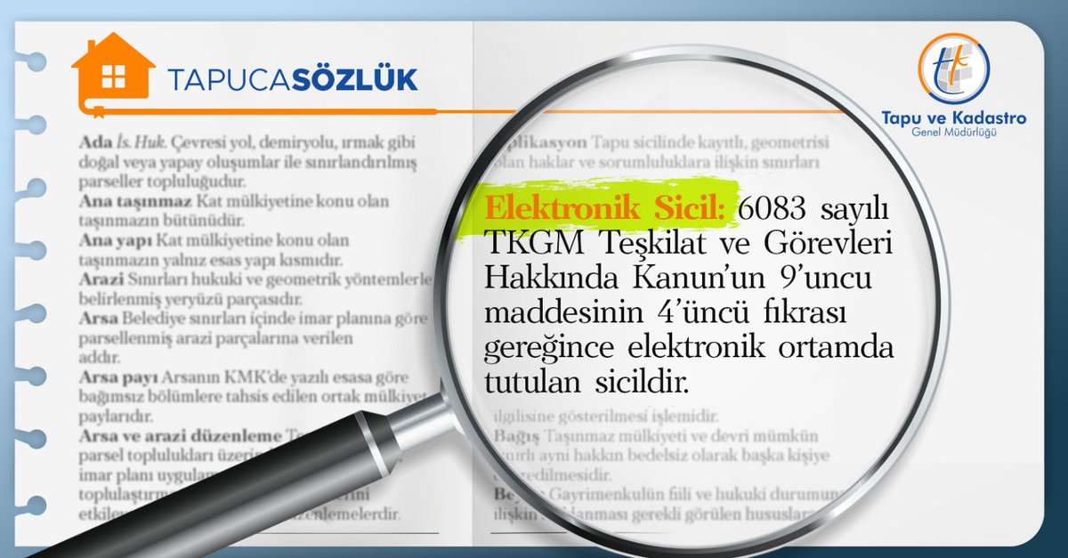 tkgmgovtr's tweet photo. #tkgm #tapu #kadastro #harita #değerleme #sözlük #elektroniksicil #ortam #sicil #sözlük #tapucasözlük https://t.co/9Ud7EG9n08