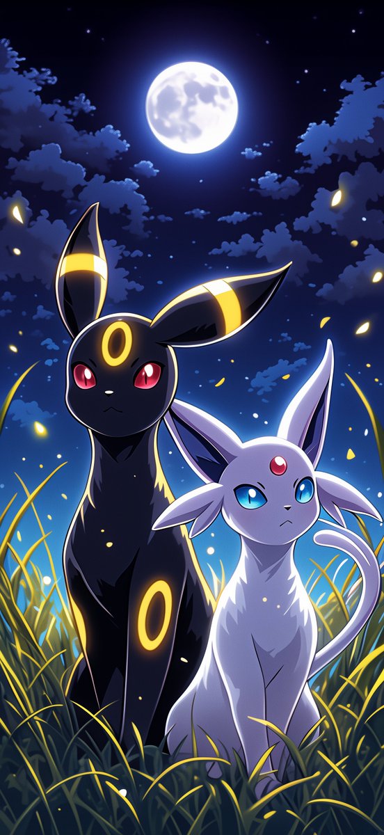WallAesthetica's tweet image. Umbreon and Espeon Pokemon wallpaper