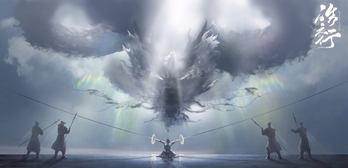 73luvs's tweet photo. this official art (?) of chu wanning arriving at the tianyin pavillion to rescue mo ran  lives in my head rent free https://t.co/LhMqZ46A2P
