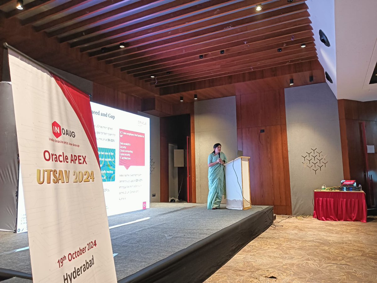 inoaug's tweet photo. 🚀 Excited to have Anuradha Sharma from @OracleAcademy at #APEXUtsav! She’s sharing insights on Advancing Technology Education Around the World.
#Oracle #orclAPEX #INOAUG #orclAPEXIndia #orcIAPEXJAPAC #OracleACE https://t.co/uNVyRAnZtj