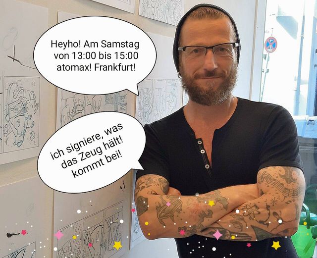 Edition52's tweet image. 📷

SIGNIERSTUNDE MIT DEM  FULMINANTEN 
NOUVELLE-LIGNE -CLAIRE - KÜNSTLER  
ANDREAS EIKENROTH  :-) 

GEORG BÜCHNER IN SEINEN GRAPHIC NOVEL-ADAPTIONEN :-)

HEUTE - SAMSTAG - 19 OKTOBER - 13 BIS 15 UHR

LOCATION:    ATOMAX    SHOP:-)
DOMSTR. 6   60311 FRANKFURT

SAVE THE DATE : -)