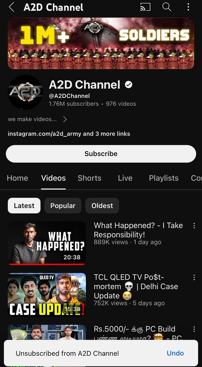 ethanhunt0403's tweet image. Unsubscribed a2d channel.
Disappointed with @A2D_Army . #A2Dscam #A2DNandha #a2d