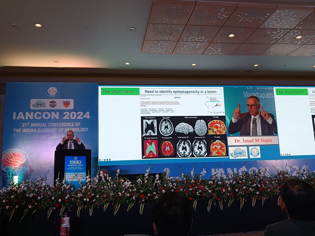 nandanyardi's tweet image. Prof. Imad Najm delivering an amazing Dr. NH Wadia oration at IANCON 2024 Vizag ,India....defining the challenges and future of epilepsy care,precision therapy,seeking targets for diagnosis and treatment.