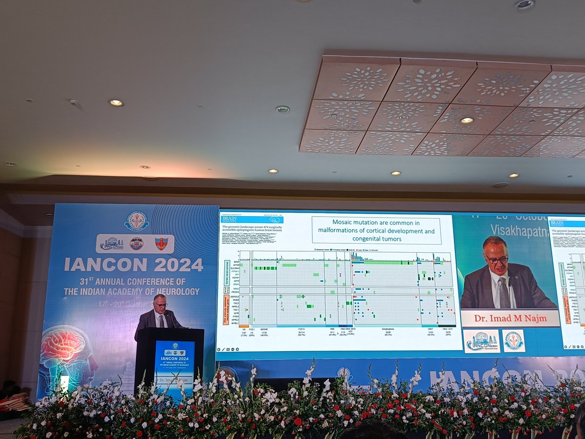 nandanyardi's tweet image. Prof. Imad Najm delivering an amazing Dr. NH Wadia oration at IANCON 2024 Vizag ,India....defining the challenges and future of epilepsy care,precision therapy,seeking targets for diagnosis and treatment.