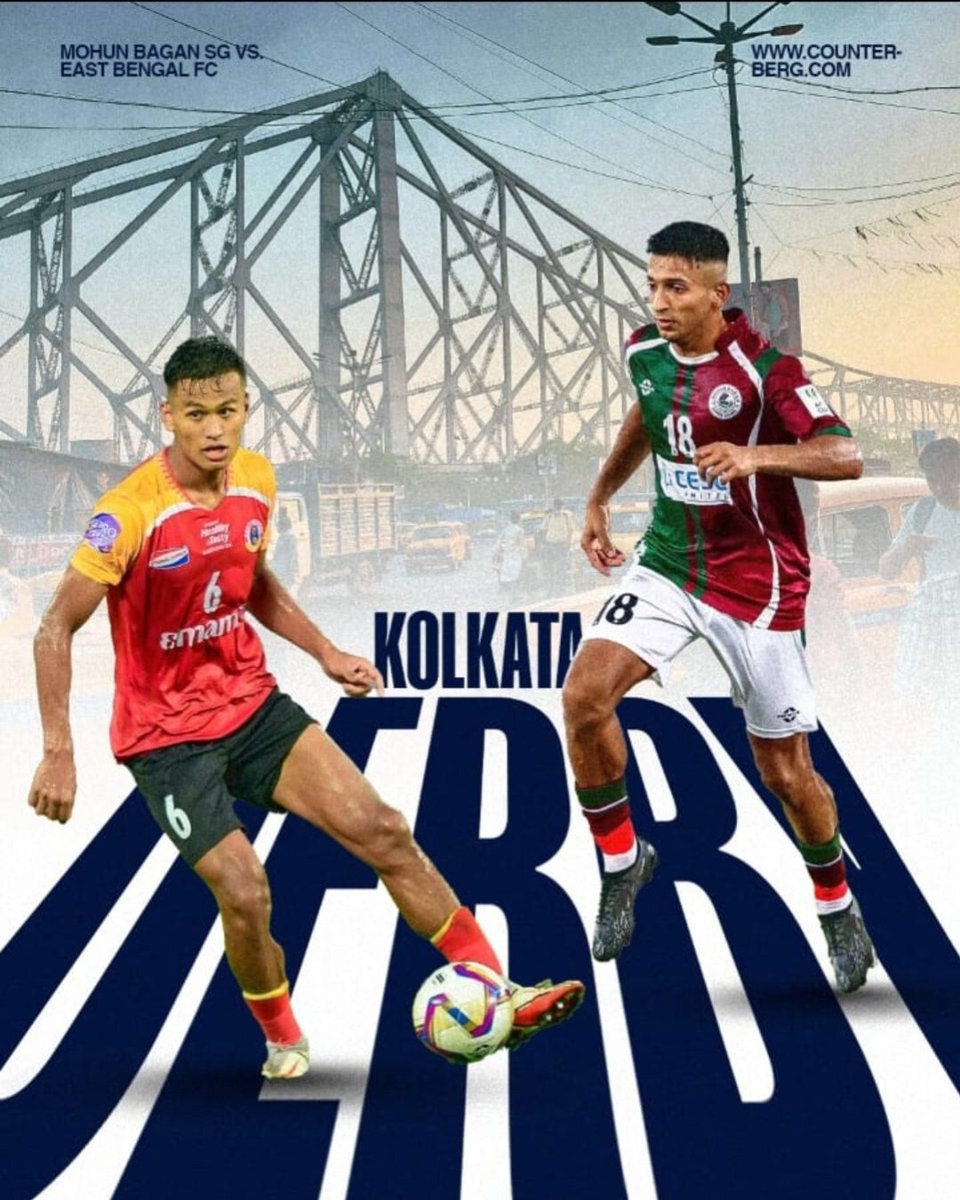 The stage is set for the first East Bengal vs Mohun Bagan Super Giant Kolkata Derby. Two footballing giants, one city, and a sea of maroon-green vs red-gold! Which side of the Maidan are you on? 
#Indianfootball #ISL #EastBengal #EBFC #MohunBaganSuperGiant #MBSG