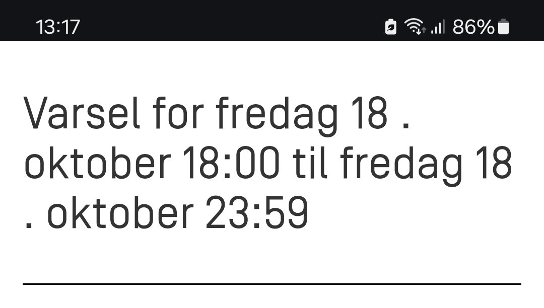 nor65lar's tweet photo. @Meteorologene Klokka er snart halv2 og lørdag, og dere har fremdeles ikke oppdatert tekstvarselet, vi som bor og virker ytterst på kysten, er avhengig av et oppdatert værbilde. https://t.co/cCcEWnymI6
