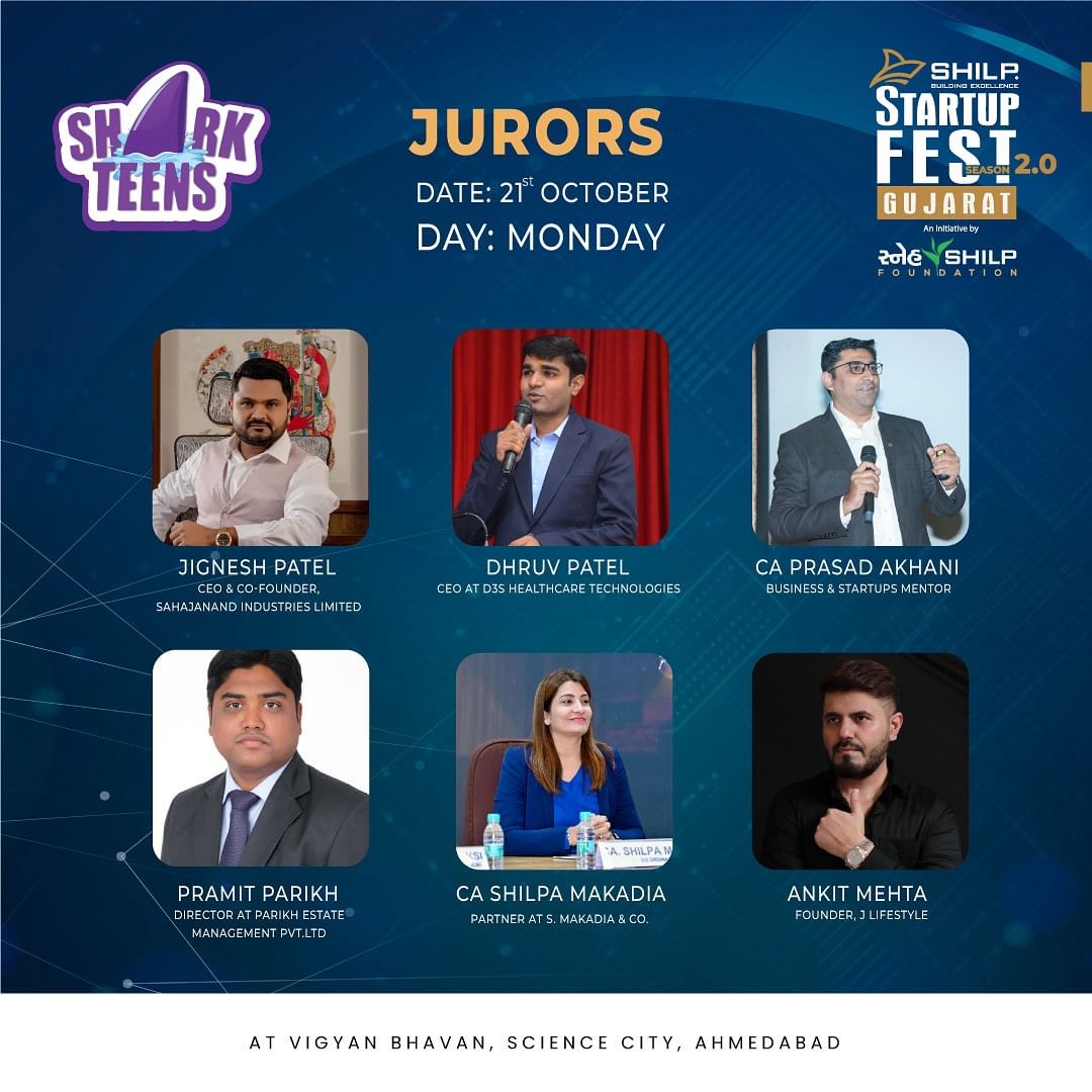 jignesh13's tweet photo. Thankful to be a juror for Shark Teens, where young innovators are making waves! 🦈

Join us at Startup Fest Season 2.0 on October 20-21, 2024, at Vigyan Bhavan, Science City. Let’s celebrate and support entrepreneurship together! 💡🚀 https://t.co/C1ahDfcB8c