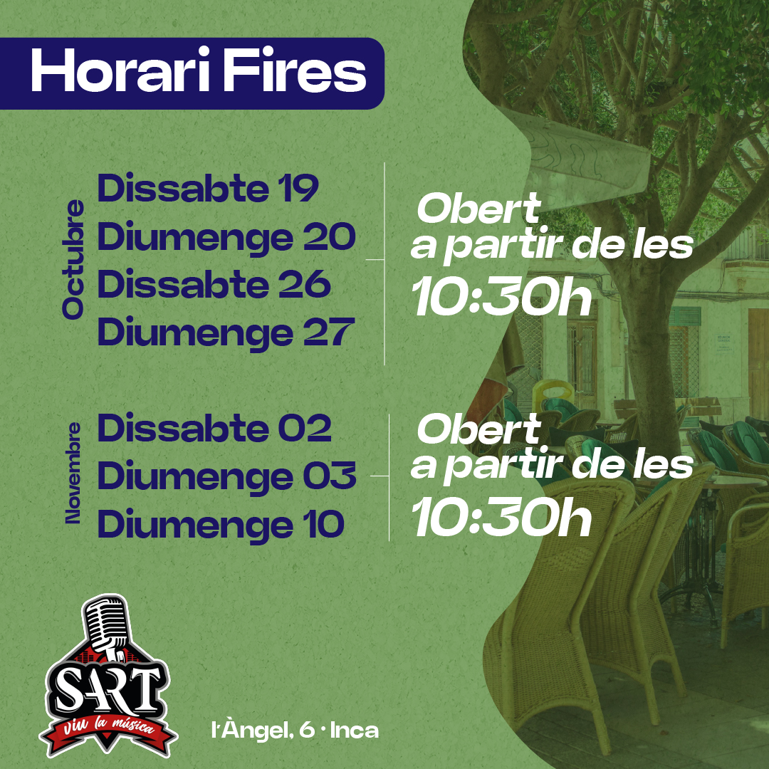 SARTClub's tweet image. Els dissabtes i diumenges de fira, i també el diumenge de Santa Maria la major, tindrem obert a partir de les 10:30h! 🔥
