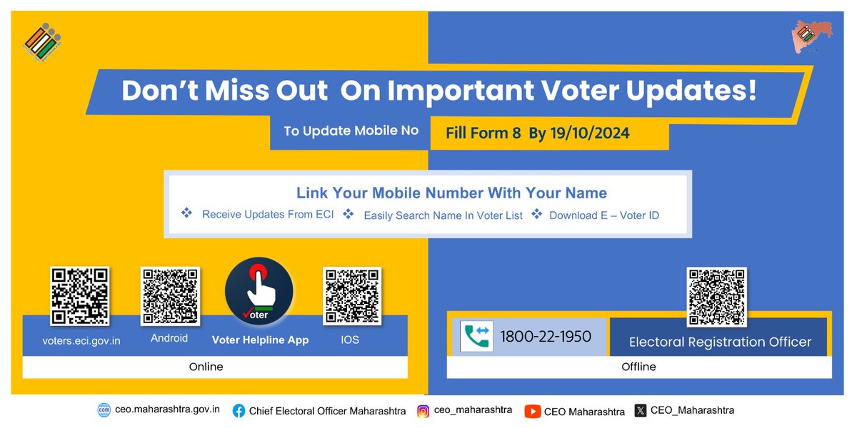 ero159dindoshi's tweet photo. Link Your #Mobile Number With Your #Name 
#Vidhansabha Election 20 November 2024 https://t.co/VIiXAOKRDs